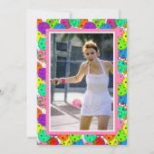 Invitation Balloirs de la fête de Pickleball Confetti Pink Ph (Dos)