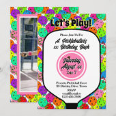 Invitation Balloirs de la fête de Pickleball Confetti Pink Ph (Devant / Derrière)