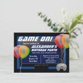 Invitation Balloirs Écran Jeux Vidéo Jeu fête d'anniversaire (Debout devant)