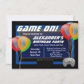 Invitation Balloirs Écran Jeux Vidéo Jeu fête d'anniversaire (Devant)