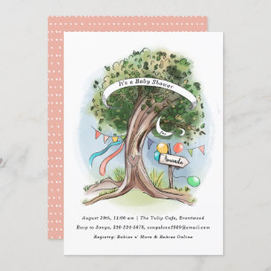 Invitation Balloirs Old Oak Tree Flag Party Baby shower