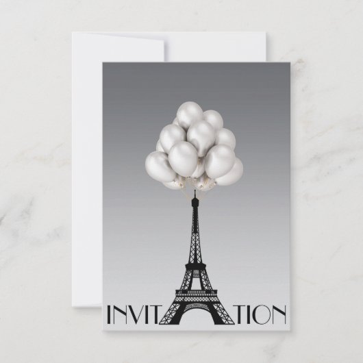Invitation Balloirs Paris Tour Eiffel Glam Chic Grey (Devant)