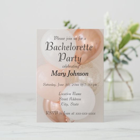 Invitation Balloirs rose et blanc Bachelorette (Debout devant)