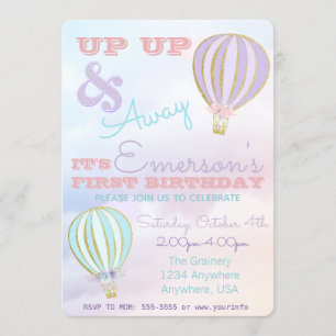 Invitation Ballon à air chaud, anniversaire de naissance