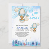 Invitation ballon à air chaud bleu, 1er anniversai (Devant)