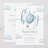 Invitation Ballon à air chaud C'est un garçon Baby Shower (Devant / Derrière)