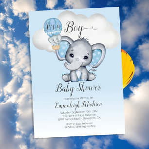 Invitation Ballon à air chaud éléphant C'est un Baby shower g