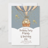 Invitation Ballon Aerostatique Paresseux Aquarelle Anniversai (Devant)