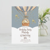 Invitation Ballon Aerostatique Paresseux Aquarelle Anniversai (Debout devant)