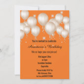 INVITATION BALLON AMUSANT ORANGE CLAIR ANNIVERSAIRE (Devant)