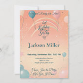 Invitation Ballon Anniversaire Adorable avec Bébé Éléphant (Devant)