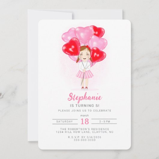 Invitation Ballon Anniversaire Chérie (Devant)