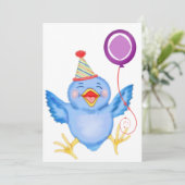 Invitation Ballon bleu d'anniversaire de birdie (Debout devant)