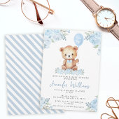 Invitation Ballon bleu en peluche ours c'est un baby shower g