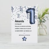 Invitation Ballon bleu et blanc de la Marine 1er anniversaire (Debout devant)