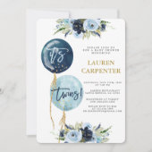 Invitation Ballon bleu marine baby shower Twins boys Invitati (Devant)