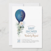 Invitation Ballon bleu marine C'est un Baby shower garçon (Devant)