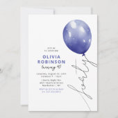 Invitation Ballon Bleu Tendance 40e Anniversaire (Devant)