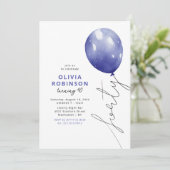 Invitation Ballon Bleu Tendance 40e Anniversaire (Debout devant)
