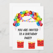 Invitation Ballon coloré (Devant / Derrière)