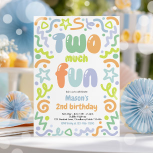 Invitation Ballon confettis Deuxième anniversaire Too Much Fu