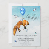 Invitation Ballon d'aquarelle Fox Oh Boy (Devant)
