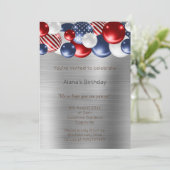 INVITATION BALLON D'ARGENT BLEU ROUGE PATRIOTIQUE ANNIVERSAIR (Debout devant)