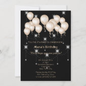INVITATION BALLON D'ARGENT NOIR DE DAMASK MODERNE ELGANT (Devant)