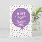 Invitation Ballon de Baby Shower Aquarelle Points Colorés (Debout devant)