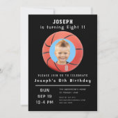 Invitation Ballon de basketball personnalisé noir pour huitiè (Devant)