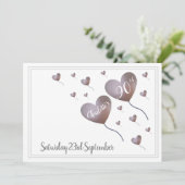 Invitation Ballon de coeur rose et pourpre 90e anniversaire (Debout devant)