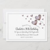 Invitation Ballon de coeur rose et pourpre 90e anniversaire (Dos)