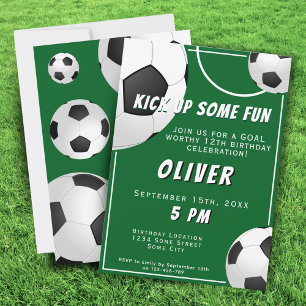 Invitation Ballon de Football Amusant Sports Enfants Annivers
