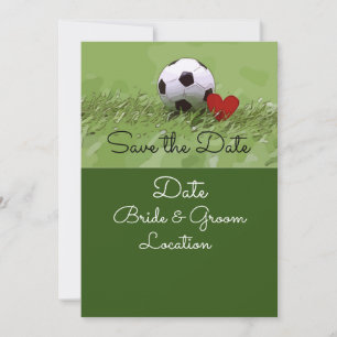 Invitation Ballon de football avec cœur rouge sur mariage ver