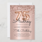 Invitation Ballon de Parties scintillant en or Rose de luxe 7 (Devant)