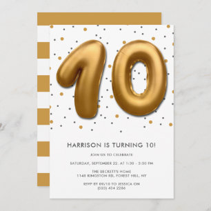 Invitation Ballon d'huile d'or moderne 10e anniversaire