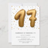 Invitation Ballon d'huile d'or moderne 17e anniversaire (Devant)