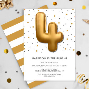 Invitation Ballon d'huile d'or moderne 4e anniversaire
