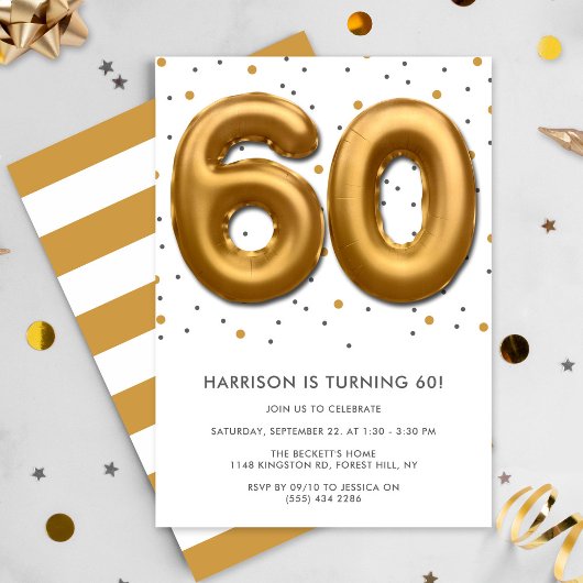 Invitation Ballon d'huile d'or moderne 60e anniversaire