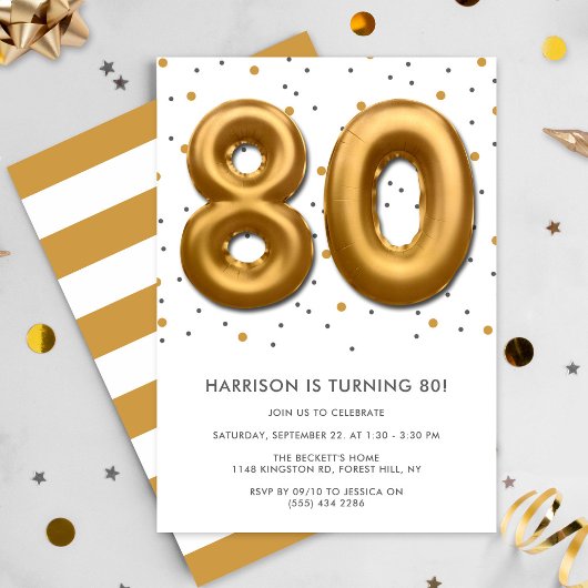 Invitation Ballon d'huile d'or moderne 80e anniversaire