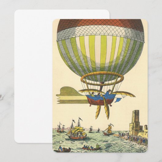 Invitation Ballon Dirigeable Montgolfière de Science-Fiction (Devant / Derrière)
