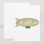 Invitation Ballon Dirigeable Rétro Sci-Fi Zeppelin (Devant / Derrière)