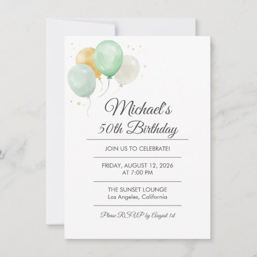 Invitation ballon en aquarelle (Devant)