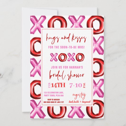 Invitation Ballon en feuille XOXO Câlins et bisous pour Madam (Devant)