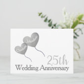 Invitation Ballon en forme de coeur en argent pour 25e annive (Debout devant)