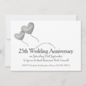 Invitation Ballon en forme de coeur en argent pour 25e annive (Dos)