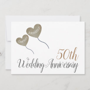 Invitation ballon en forme de cœur pour les 50 ans de mariage