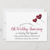 Invitation Ballon en forme de cœur rouge pour les 15 ans d'an (Dos)