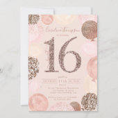 Invitation Ballon en or rose parties scintillant bleu Sweet 1 (Devant)