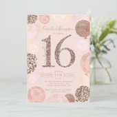 Invitation Ballon en or rose parties scintillant bleu Sweet 1 (Debout devant)